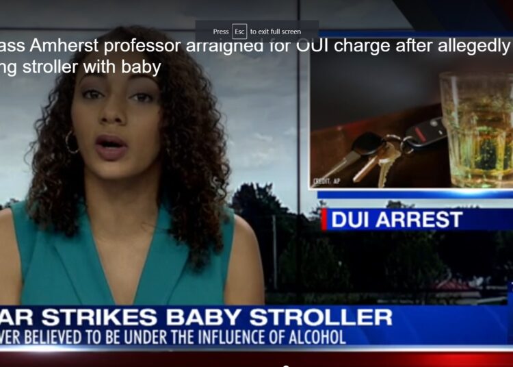 UMass Amherst professor arraigned for OUI charge after allegedly hitting stroller with baby inside