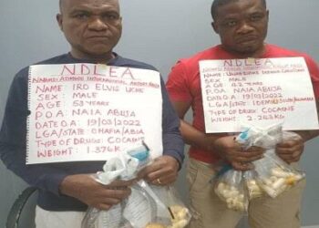 NDLEA Nabs 2 Drug Dealers Who Excrete 165 Wraps Of Cocaine In Abuja
