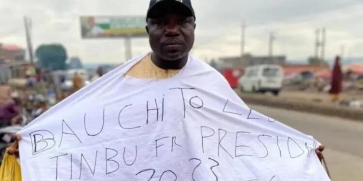 #BAT2023: As For Buhari, A 51-Year-Old Man Is Trekking From Bauchi To Lagos In Support Of Tinubu’s Presidency Bid